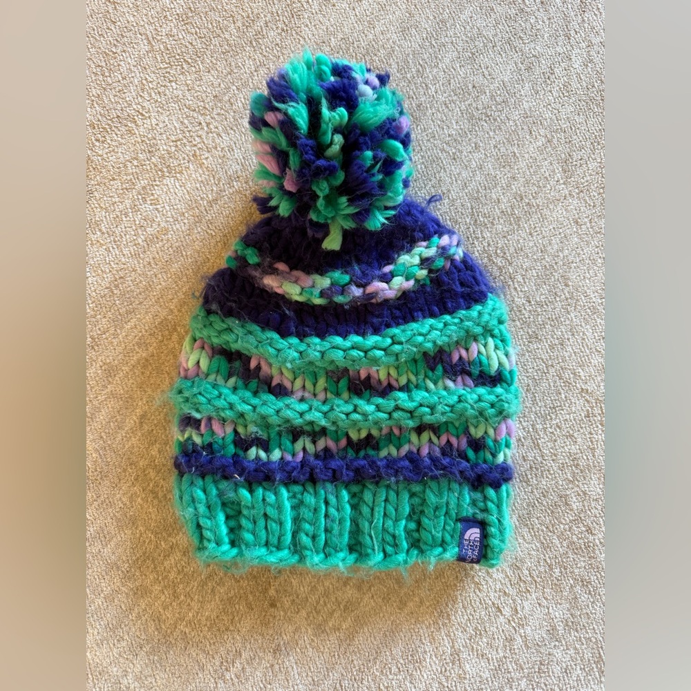 The North Face Multicolor Knit Beanie with Pom-Pom
